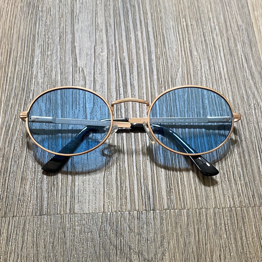 Round Blue Lens Sunglasses
